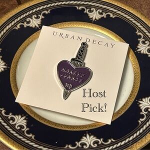Urban Decay Makeup Junkie Purple Heart Dagger Lapel Hat Vest Backpack Bag Pin